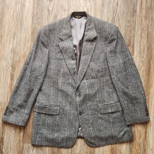 VTG Brooks Brothers 44R Camel Hair Blazer Glen Plaid Sport Coat USA Union